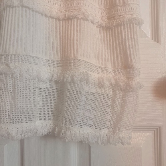 White Ribbed Summer Dress with Fringe - Picture 3 of 5